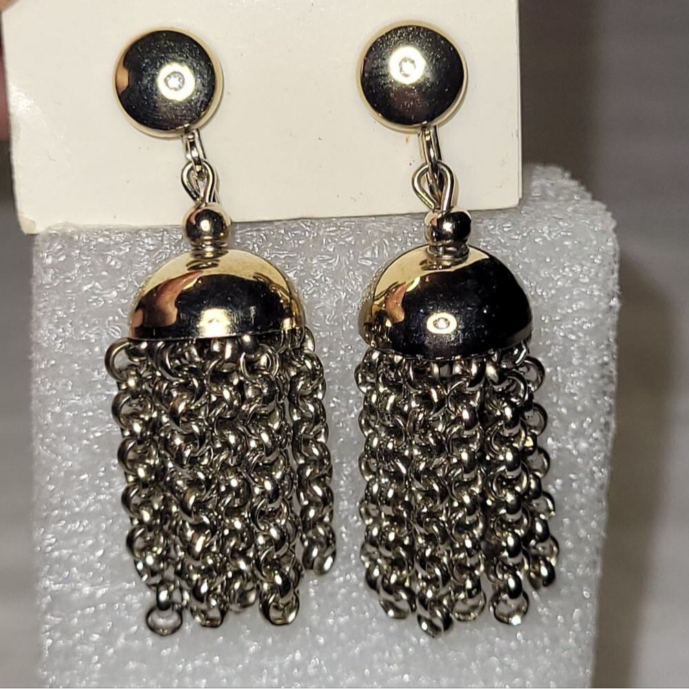 Chain Tassel Drop Clip-on Earrings